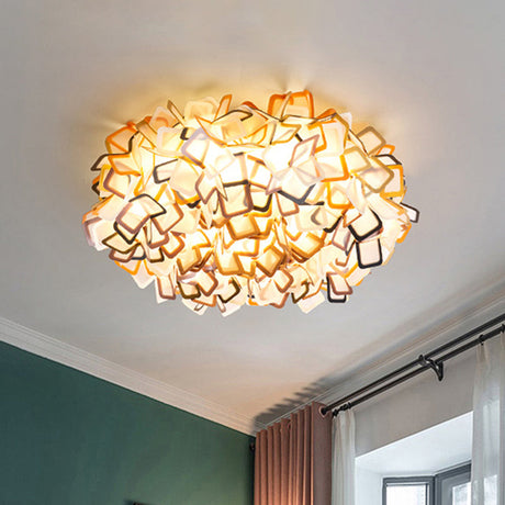 Contemporary Led Blossoming Flower Acrylic Flush Mount Ceiling Light Fixture In White/Black/Blue