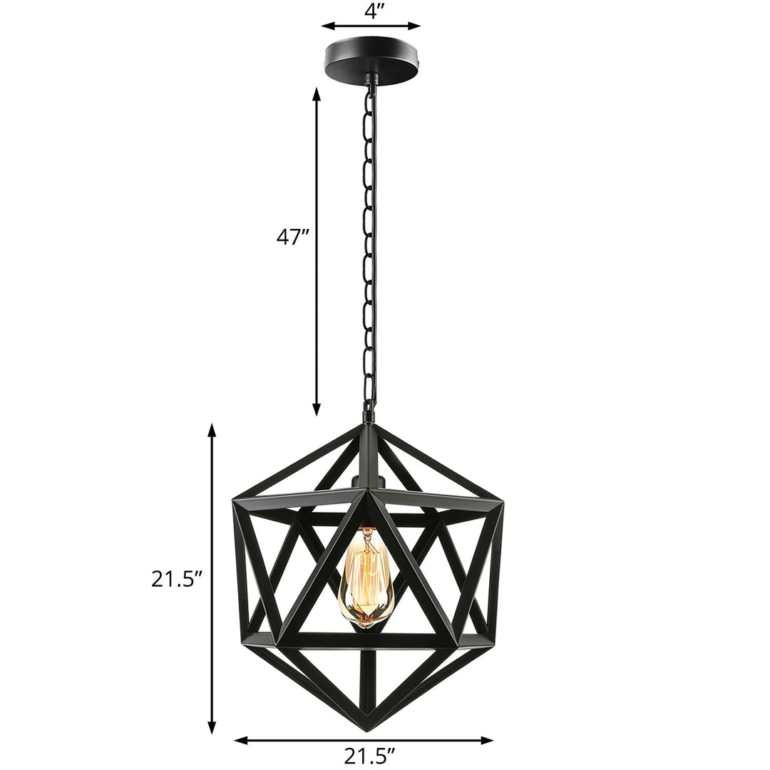 Industrial Geometric Metal Pendant Light 14’ / 18’ Dia 1 Bulb Black/Rust - Perfect For Dining