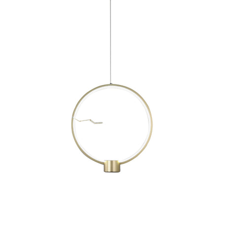 Minimalist Led Gold Hanging Pendant Light - Ring Metal Ceiling Lamp Fixture In White/Warm