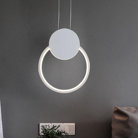 Modern Round Acrylic White/Black Led Hanging Bedside Light Fixture White/Warm White /