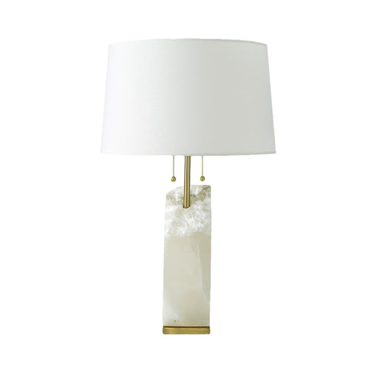 Modernism 1 Head White Drum Nightstand Lamp With Fabric Shade - Ideal Reading Book Light