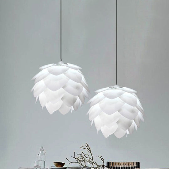 White Squama Pendant Light - Nordic Style 1-Light Suspension For Dining Room