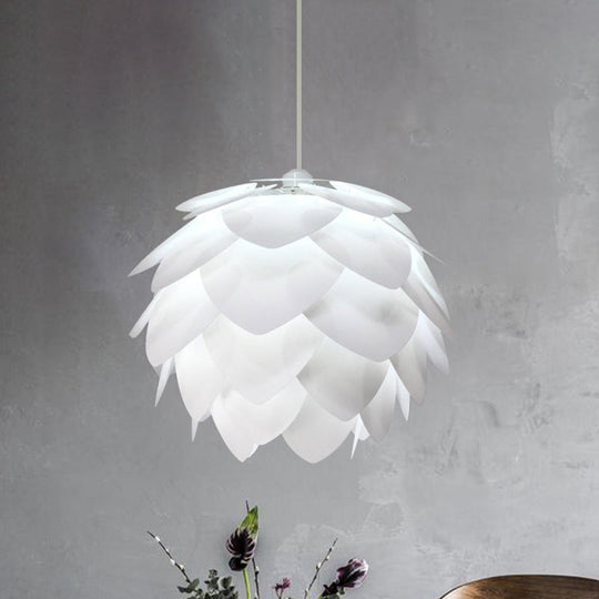 White Squama Pendant Light - Nordic Style 1-Light Suspension For Dining Room