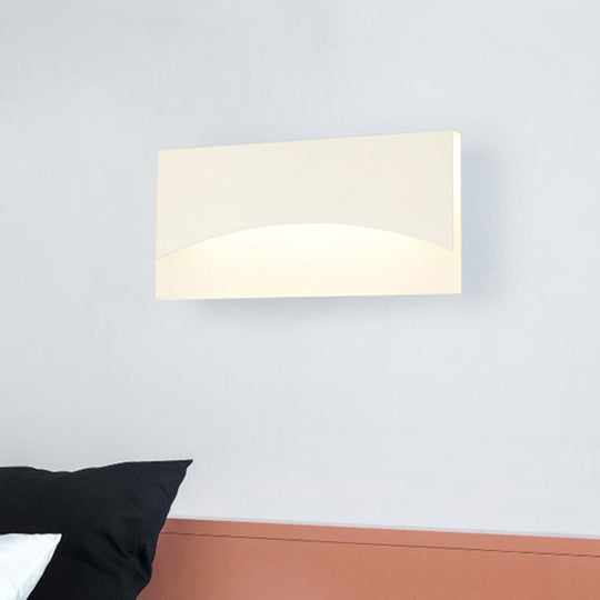 Contemporary Acrylic Wall Light Fixture Rectangular Bedside Sconce In White/Gold Warm/White