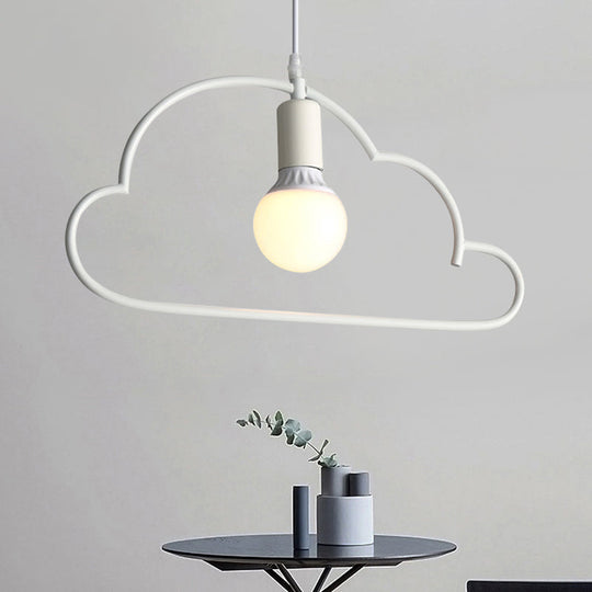 Modern Cloud Pendant Ceiling Lamp With Metal Finish - White 1 Bulb