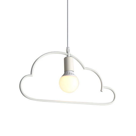 White Modernist Cloud Pendant Lamp - Metal 1-Bulb Bedside Ceiling Lighting Solution