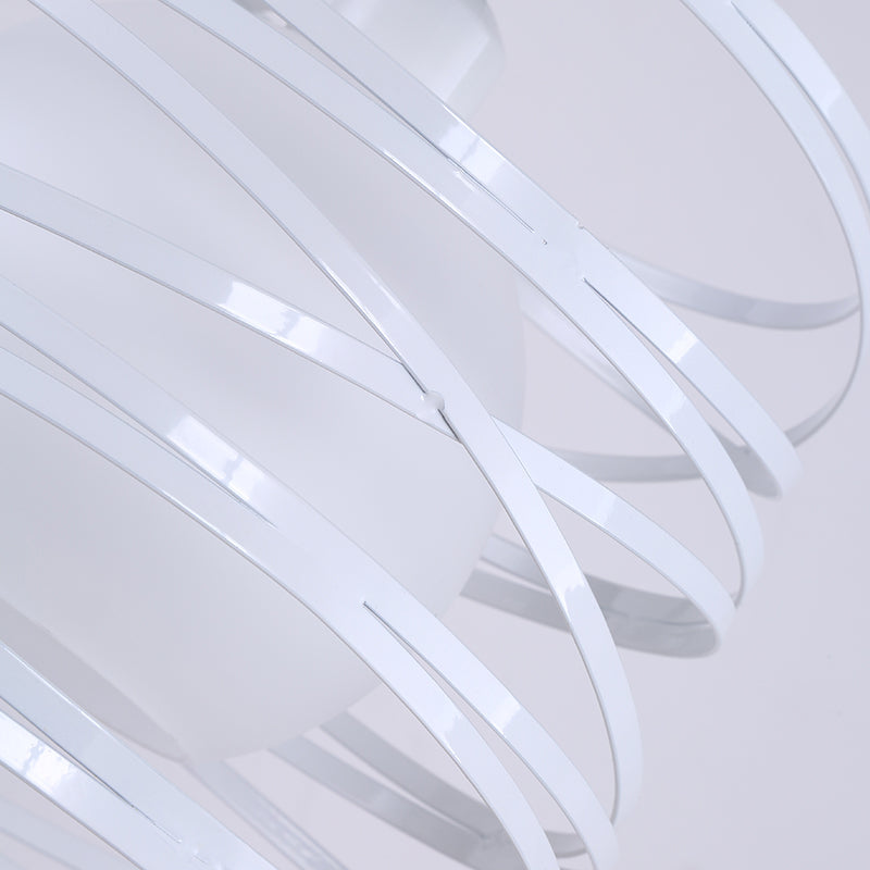 Industrial Spiral Hanging Light With Wire Guard And Chain - Black/White