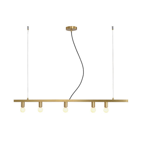 Postmodern Brass 5-Light Linear Chandelier For Dining Table