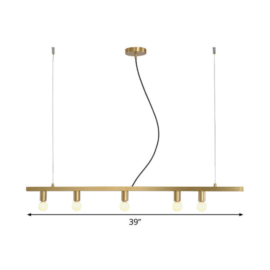Postmodern Brass Linear Down Lighting Chandelier - Hanging Pendant For Dining Table
