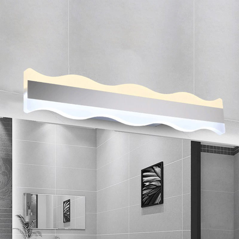 Modern Acrylic Wave Vanity Lighting - Led 16/20 Wide White Sconce Light Fixture White/Warm
