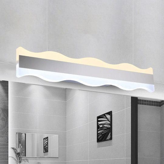 Modern Acrylic Wave Vanity Lighting - Led 16/20 Wide White Sconce Light Fixture White/Warm