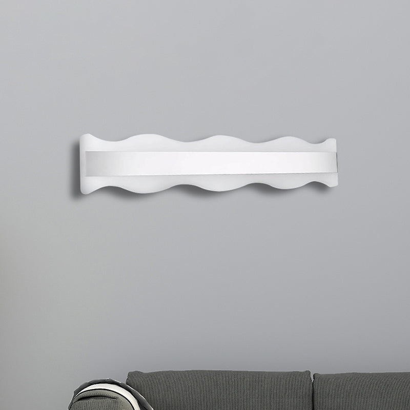 Modern Acrylic Wave Vanity Lighting - Led 16/20 Wide White Sconce Light Fixture White/Warm