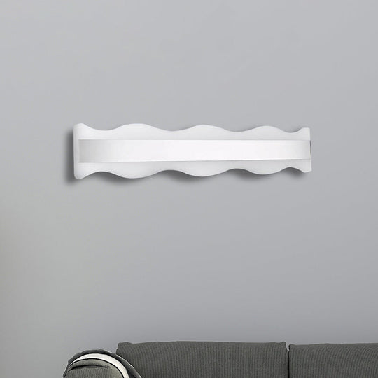Modern Acrylic Wave Vanity Lighting - Led 16/20 Wide White Sconce Light Fixture White/Warm