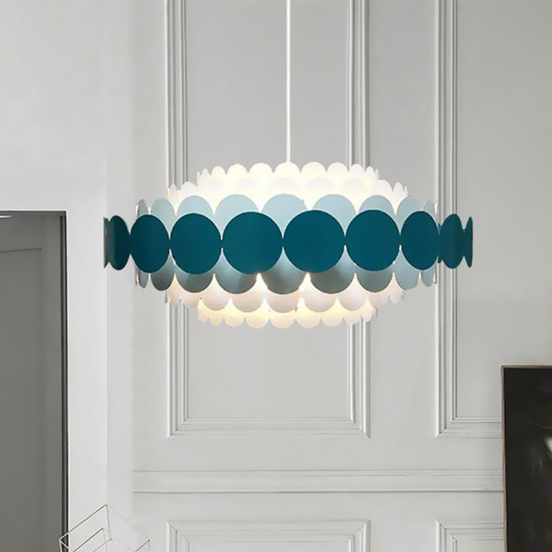 Contemporary Led Acrylic Oval Chandelier - Wide Black/Blue/Red Pendant Lamp