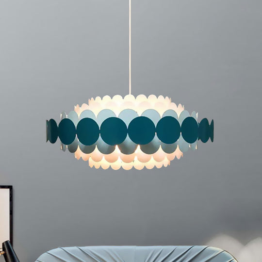 Contemporary Led Acrylic Oval Chandelier - Wide Black/Blue/Red Pendant Lamp