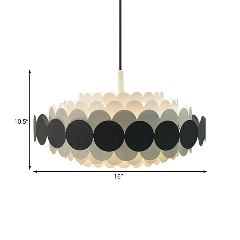 Contemporary Led Acrylic Oval Chandelier - Wide Black/Blue/Red Pendant Lamp