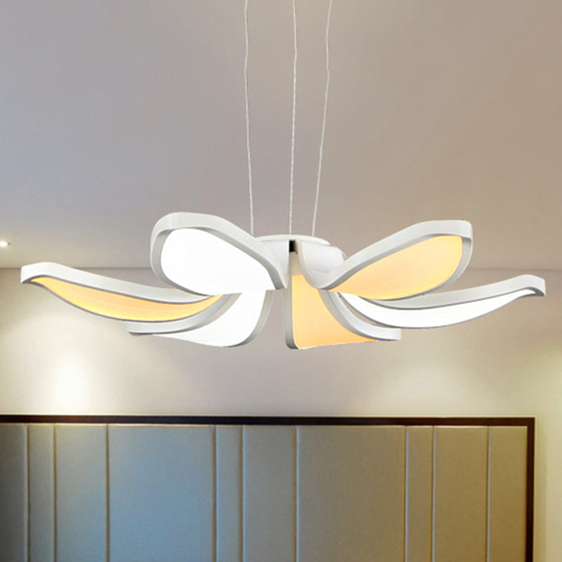 Contemporary Flower Shape Acrylic Chandelier - 6/8 White Led Lights Hanging Ceiling Lamp In