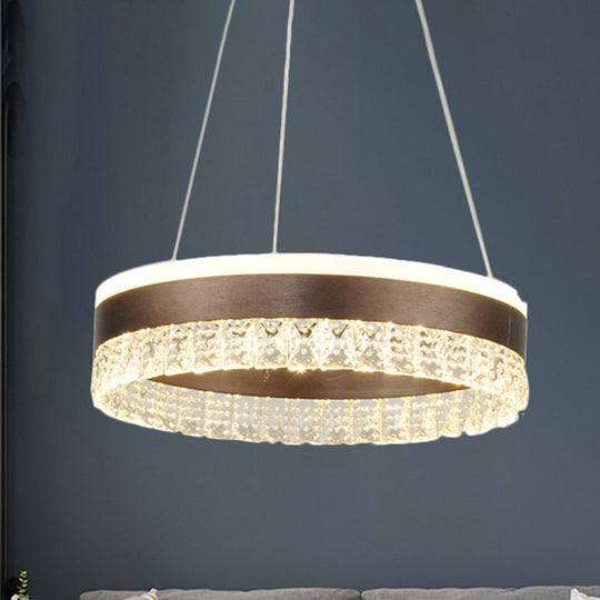 Contemporary Crystal Pendant Chandelier - 1/2/3 Lights Led White/Warm/Natural Light Brown