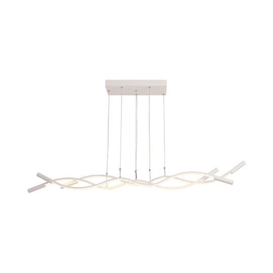 Modern White/Black Linear Chandelier With 3 Lights Acrylic Led Ceiling Lamp In White/Warm Light