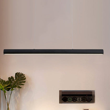 Modern Led Metal Linear Pendant Chandelier - 39’/47’ Wide Black Hanging Lamp Kit In