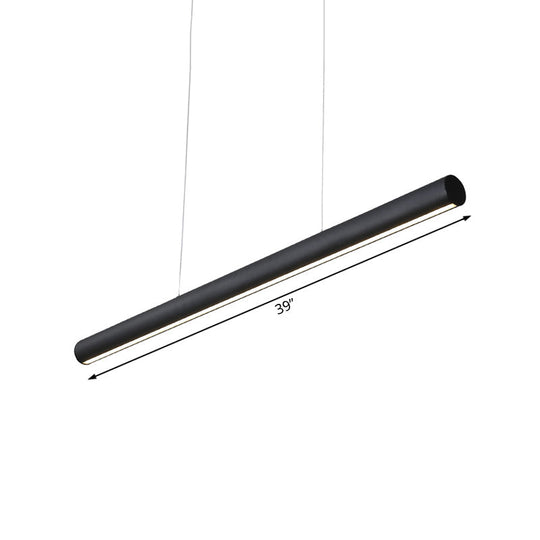 Modern Metal Linear Pendant Chandelier: Led 39/47 Wide Hanging Lamp Kit In Black With