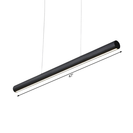 Modern Metal Linear Pendant Chandelier: Led 39/47 Wide Hanging Lamp Kit In Black With