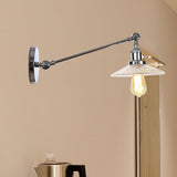 Vintage Clear Glass Ribbed Wall Lamp Saucer - Bronze/Brass/Copper Finish 1 Light Fixture 8/12 L Arm