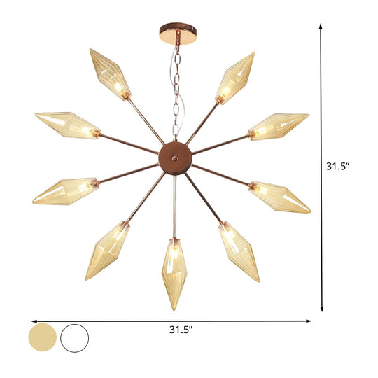 Moderner industrieller Sputnik-Kronleuchter mit Bernstein-/Klarglas – 6/9/12 Lichter – Schwarz-/Kupfer-/Chrom-Oberflächen