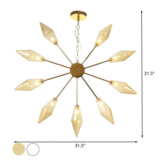 Moderner industrieller Sputnik-Kronleuchter mit Bernstein-/Klarglas – 6/9/12 Lichter – Schwarz-/Kupfer-/Chrom-Oberflächen