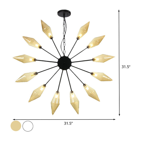 Moderner industrieller Sputnik-Kronleuchter mit Bernstein-/Klarglas – 6/9/12 Lichter – Schwarz-/Kupfer-/Chrom-Oberflächen