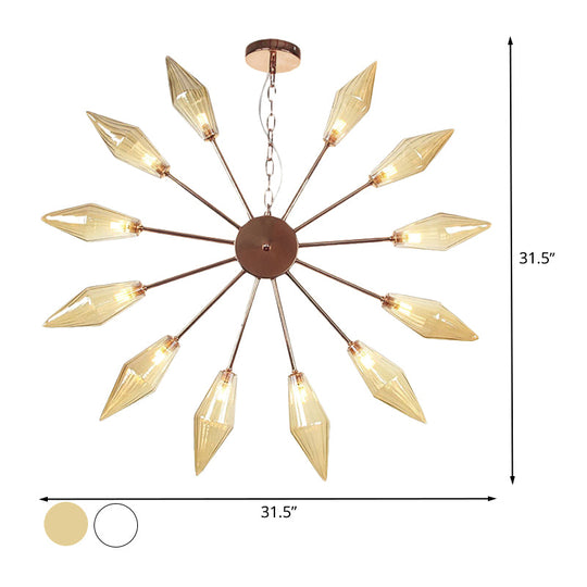 Moderner industrieller Sputnik-Kronleuchter mit Bernstein-/Klarglas – 6/9/12 Lichter – Schwarz-/Kupfer-/Chrom-Oberflächen