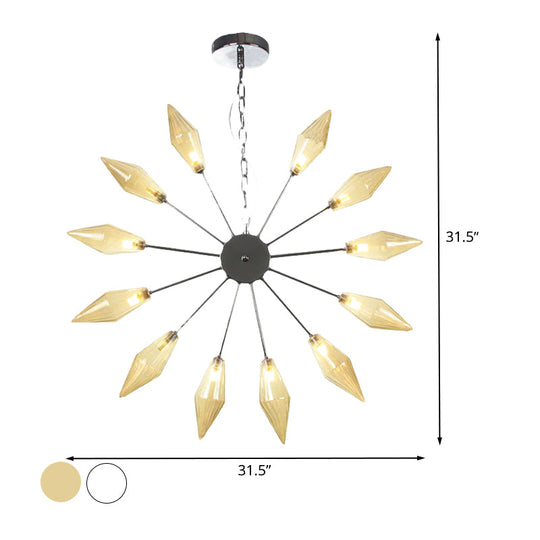 Moderner industrieller Sputnik-Kronleuchter mit Bernstein-/Klarglas – 6/9/12 Lichter – Schwarz-/Kupfer-/Chrom-Oberflächen