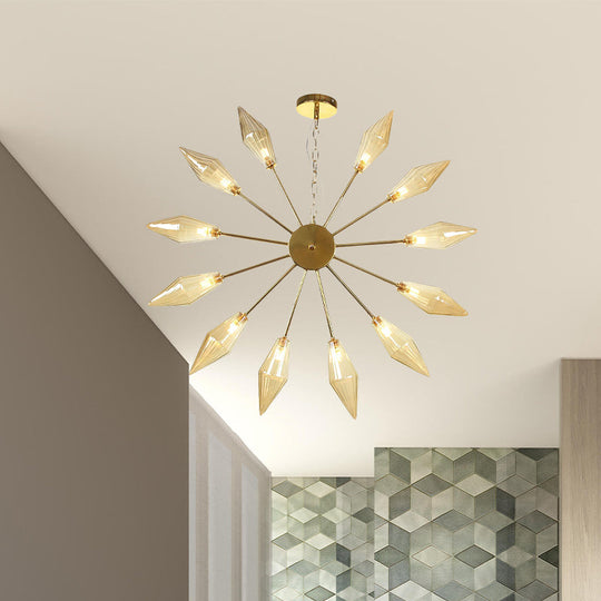 Moderner industrieller Sputnik-Kronleuchter mit Bernstein-/Klarglas – 6/9/12 Lichter – Schwarz-/Kupfer-/Chrom-Oberflächen