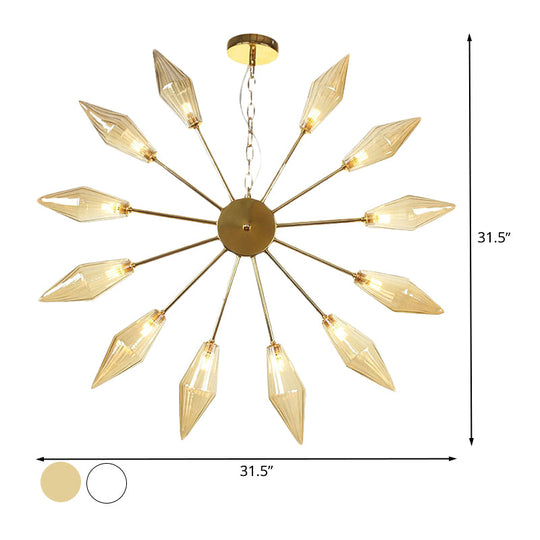 Moderner industrieller Sputnik-Kronleuchter mit Bernstein-/Klarglas – 6/9/12 Lichter – Schwarz-/Kupfer-/Chrom-Oberflächen