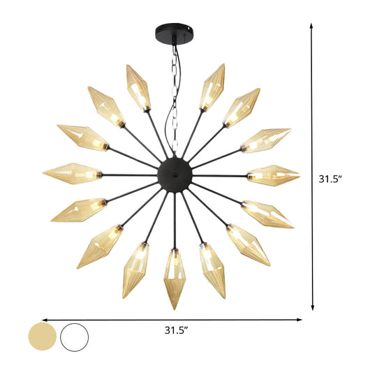 Moderner industrieller Sputnik-Kronleuchter mit Bernstein-/Klarglas – 6/9/12 Lichter – Schwarz-/Kupfer-/Chrom-Oberflächen