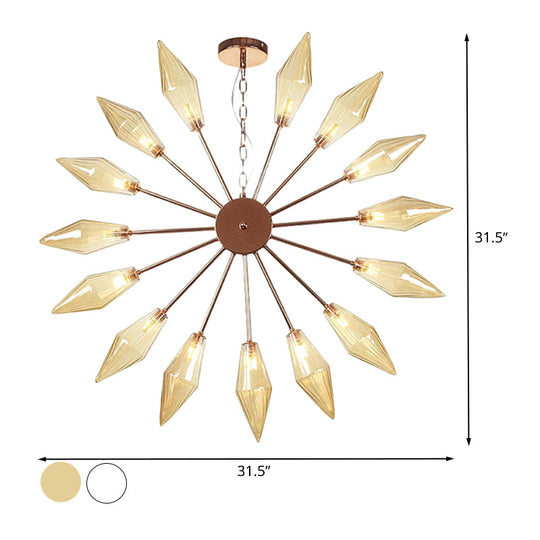 Moderner industrieller Sputnik-Kronleuchter mit Bernstein-/Klarglas – 6/9/12 Lichter – Schwarz-/Kupfer-/Chrom-Oberflächen
