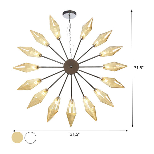 Moderner industrieller Sputnik-Kronleuchter mit Bernstein-/Klarglas – 6/9/12 Lichter – Schwarz-/Kupfer-/Chrom-Oberflächen