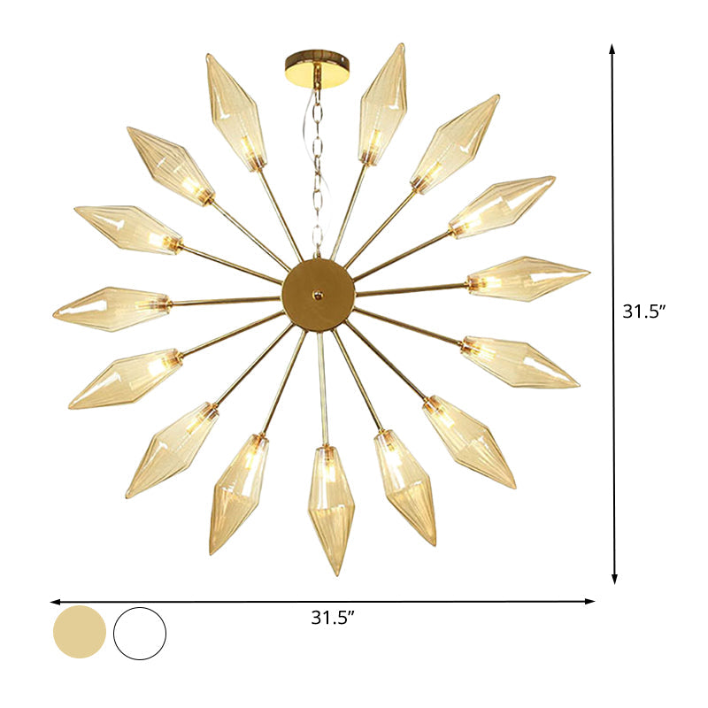 Moderner industrieller Sputnik-Kronleuchter mit Bernstein-/Klarglas – 6/9/12 Lichter – Schwarz-/Kupfer-/Chrom-Oberflächen