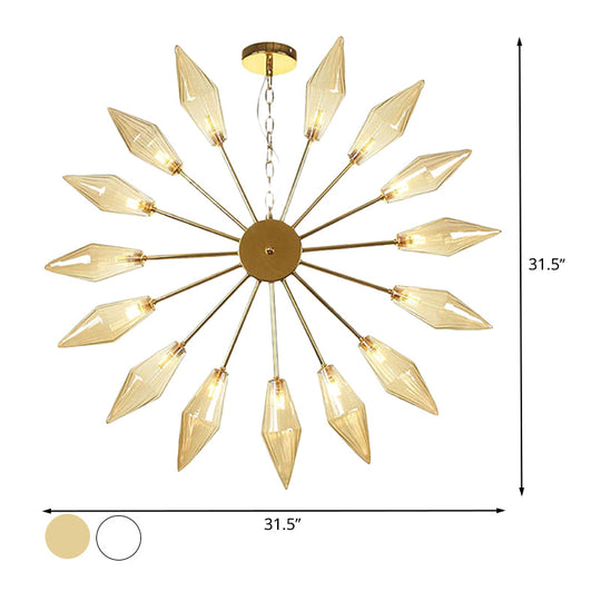 Moderner industrieller Sputnik-Kronleuchter mit Bernstein-/Klarglas – 6/9/12 Lichter – Schwarz-/Kupfer-/Chrom-Oberflächen