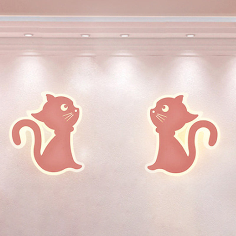 Sleek Metal Kitten Wall Light - Vibrant Macaron Colors For Bedroom Or Kindergarten