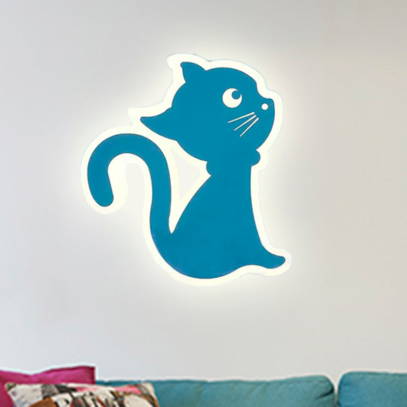 Sleek Metal Kitten Wall Light - Vibrant Macaron Colors For Bedroom Or Kindergarten
