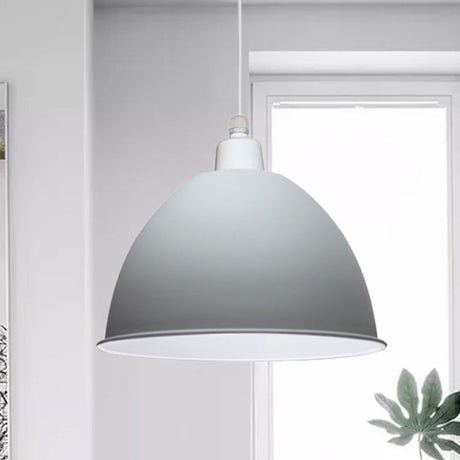 Nordic Style Grey/Pink Hanging Pendant Lamp With Metal Dome Shade - Ideal For Dining Room Grey