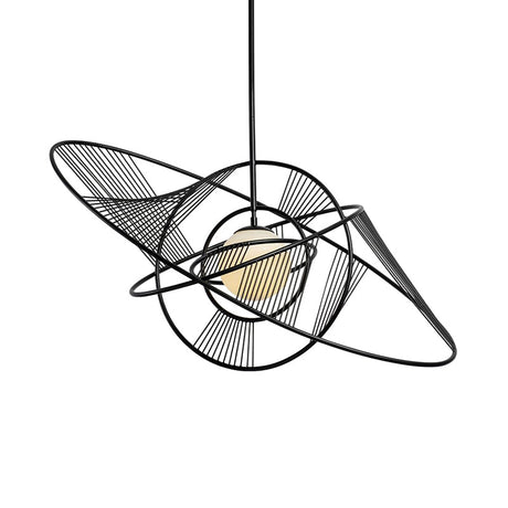 Contemporary Black Iron Suspension Light - 1-Light Living Room Hanging Lamp Kit