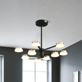Modernist Metal Chandelier Lighting - 9/12 Head Black Ceiling Lamp For Living Room 9 /