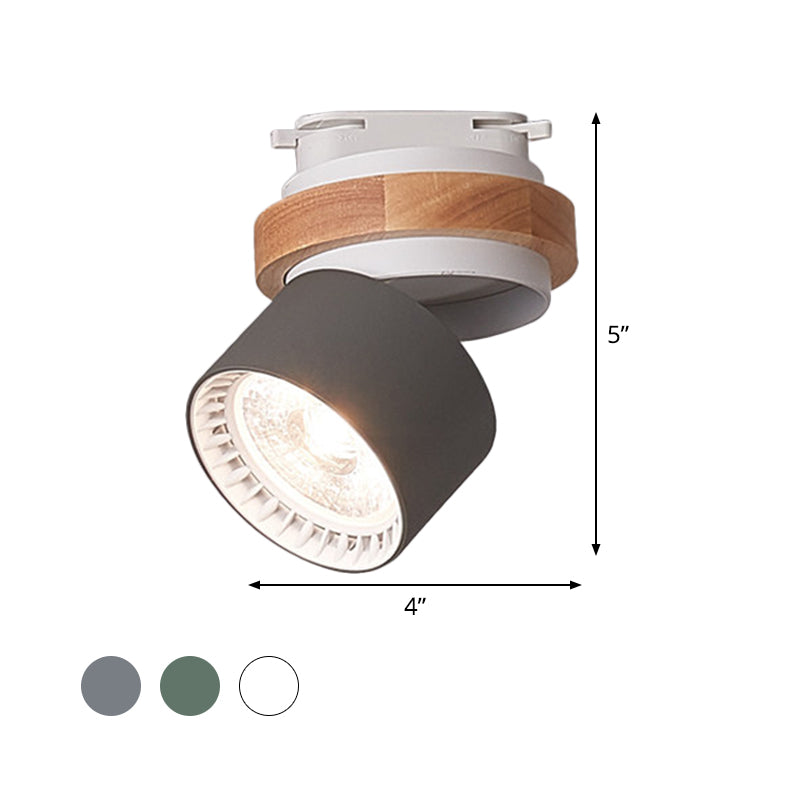 Adjustable Led Grey/Green/White Flush Mount: Modern Metallic Cylindrical Lighting In Macaron Style