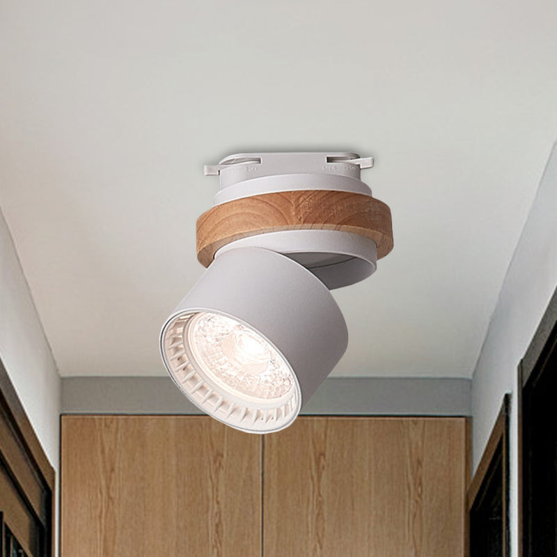 Adjustable Led Grey/Green/White Flush Mount: Modern Metallic Cylindrical Lighting In Macaron Style
