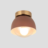 Modern Iron Dome Flush Mount Ceiling Lamp With 1 Head Lighting - Coffee Shade
