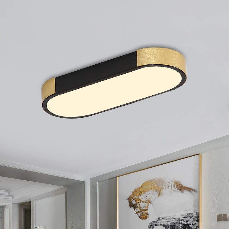 Modern Rectangular Corridor Led Ceiling Flush Mount - Metallic Flushmount Lighting In White/Gold Or