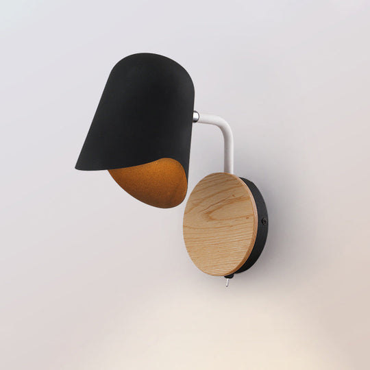 Nordic Metal Wall Sconce With Right Angle Arm And 1-Light White/Black Finish