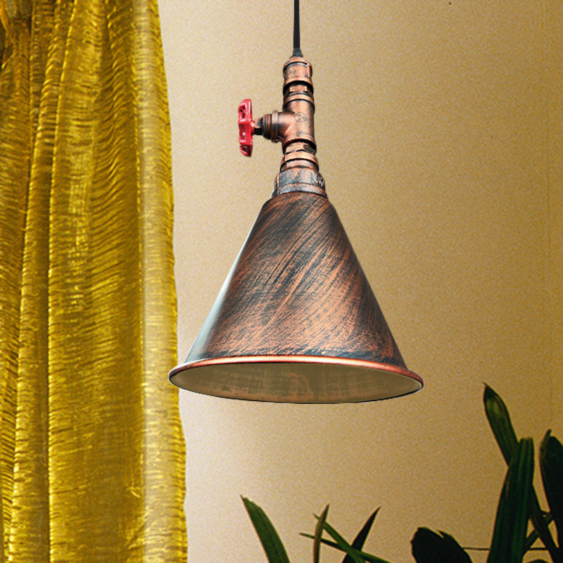 Conical Down Lighting Iron Pendant Lamp - Farmhouse Black/Silver/Gold Finish For Restaurants